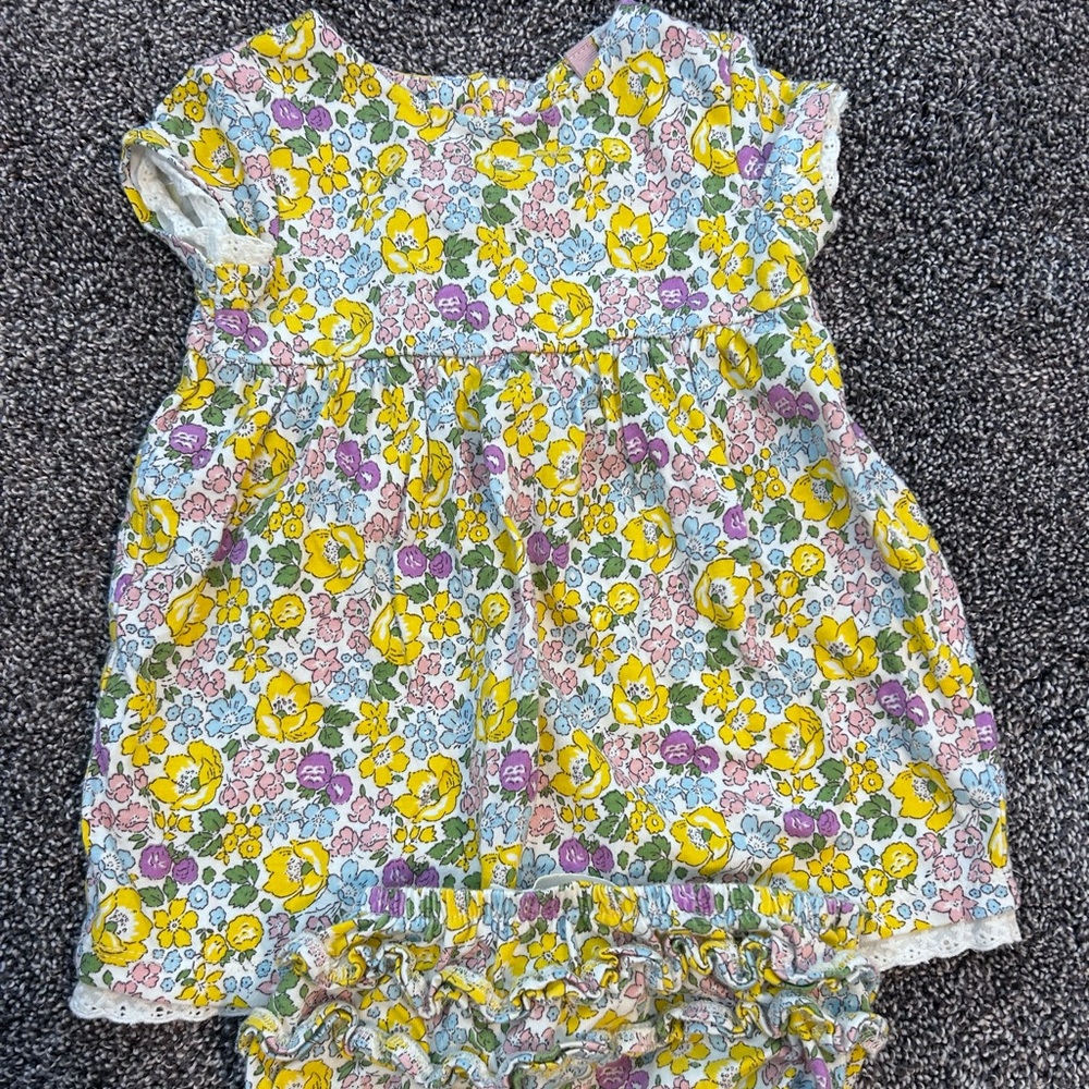 Baby Boden Floral Dress & Diaper Cover - Yellow, Pink, Blue, Green, Purple
